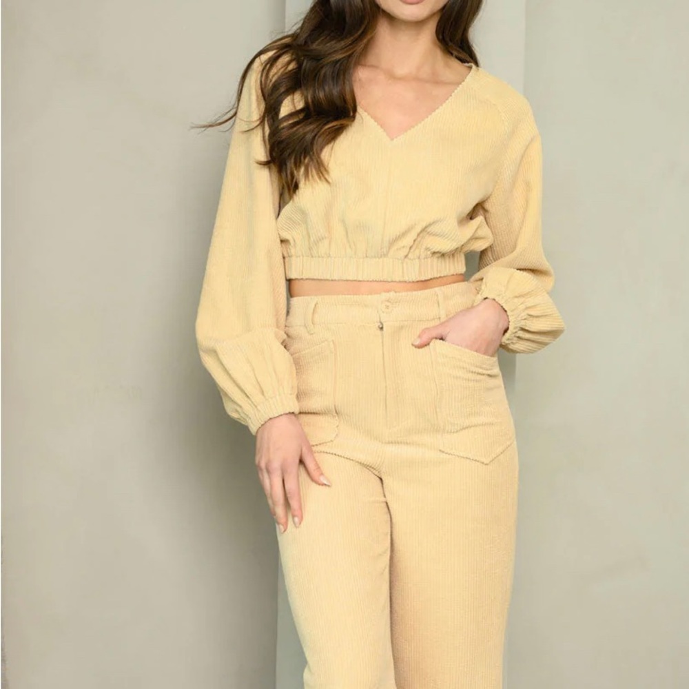 WOMEN'S CORDUROY 2PC. TOP & PANTS SET